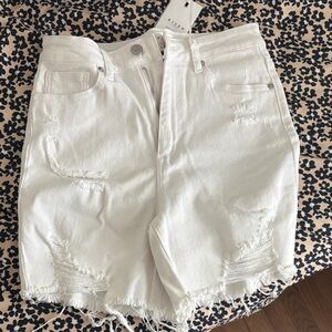 Elegant White Distressed Jean Shorts